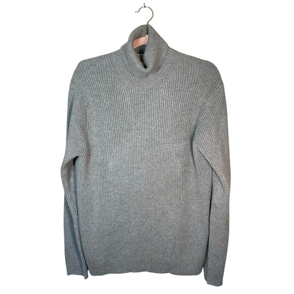 VTG J. CREW Cotton Women Large Gray Pullover Turtle‎ Neck Sweater Rubbed - Picture 1 of 9